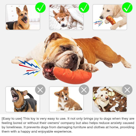 HKM-8234173 Durable Rubber Chew Toy for Aggressive Dogs - Multi-Functional Interactive Squeaky Toy for Teeth Grinding and Training