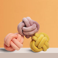 HKM-823443 Knotted Plush Ball Throw Pillow - Soft Cuddly Cushion in Pink, Blue, Gray, 25cm & 18cm Sizes