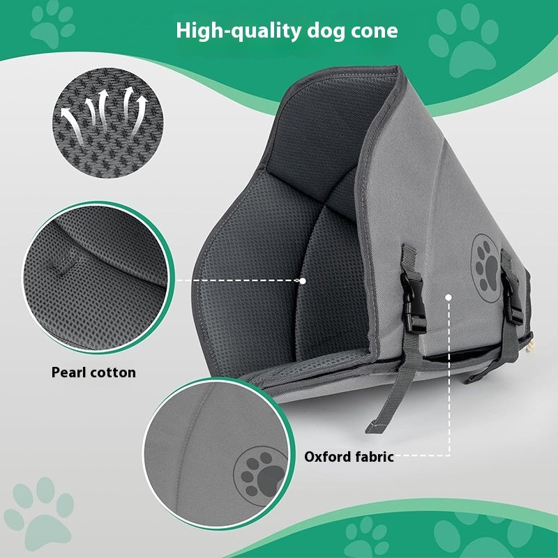 HKM-8235197 Pet Sterilization Adjustable Collar with Anti-Bite Ring, Double Layer, Casual Style, Polyester Material