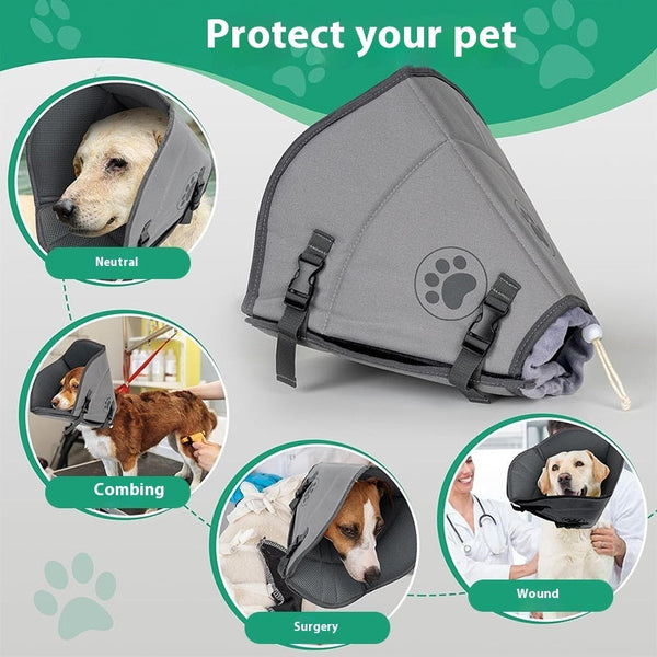 HKM-8235197 Pet Sterilization Adjustable Collar with Anti-Bite Ring, Double Layer, Casual Style, Polyester Material