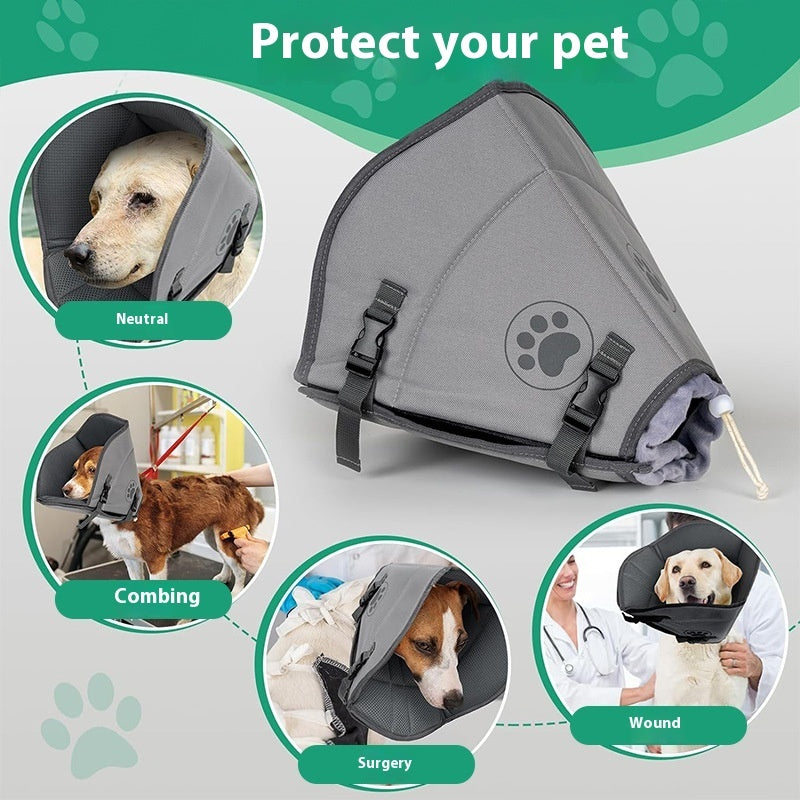 HKM-8235197 Pet Sterilization Adjustable Collar with Anti-Bite Ring, Double Layer, Casual Style, Polyester Material