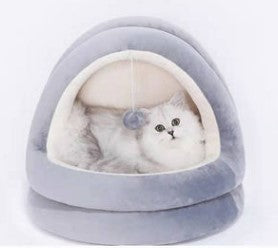 HKM-8235581 Cozy Cat House and Bed for Small Pets ¨C Indoor Sleeping Nest and Play Mat