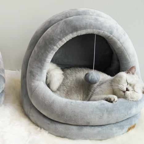 HKM-8235581 Cozy Cat House and Bed for Small Pets ¨C Indoor Sleeping Nest and Play Mat
