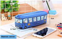 HKM-823571 Large Capacity Cartoon Printed School Bus Pencil Case for Boys and Girls - Canvas Zipper Pouch