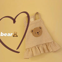 HKM-8236093 Cozy Coral Fleece Bear Plaid Vest for Dogs, Multiple Sizes Available