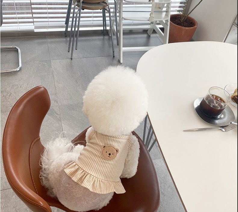 HKM-8236093 Cozy Coral Fleece Bear Plaid Vest for Dogs, Multiple Sizes Available