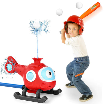 HKM-823699 2-in-1 Helicopter Sprinkler Water Game for Outdoor Fun with Baseball Activity
