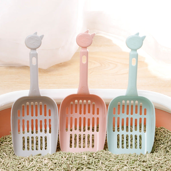 HKM-8237117 Thickened Cat Litter Shovel with Mesh Handle - Durable PP Resin, 25cm Length, Random Color