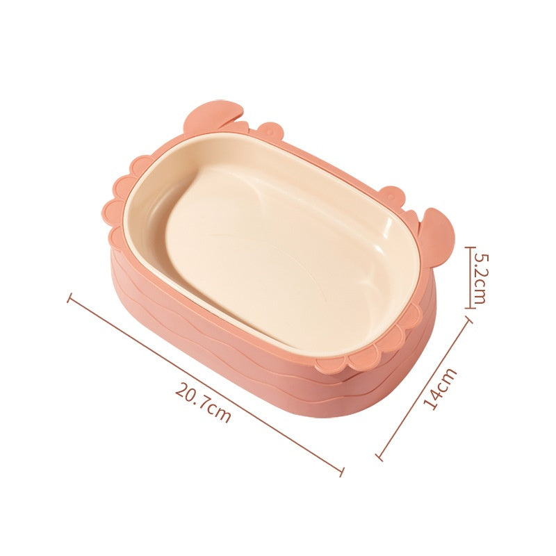 HKM-8237501 Crab-Shaped Slow Feed Double Cat Bowl - Removable Design in Gray, Pink, Green