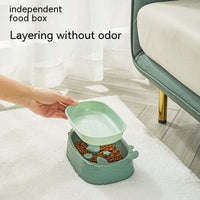 HKM-8237501 Crab-Shaped Slow Feed Double Cat Bowl - Removable Design in Gray, Pink, Green