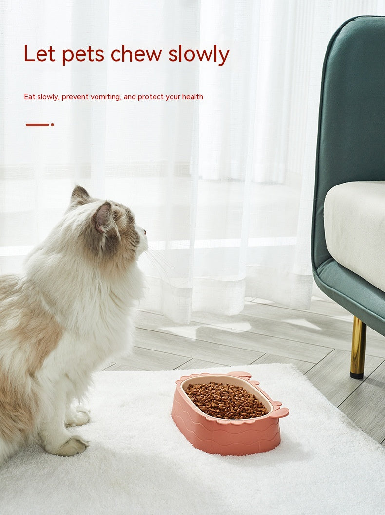 HKM-8237501 Crab-Shaped Slow Feed Double Cat Bowl - Removable Design in Gray, Pink, Green