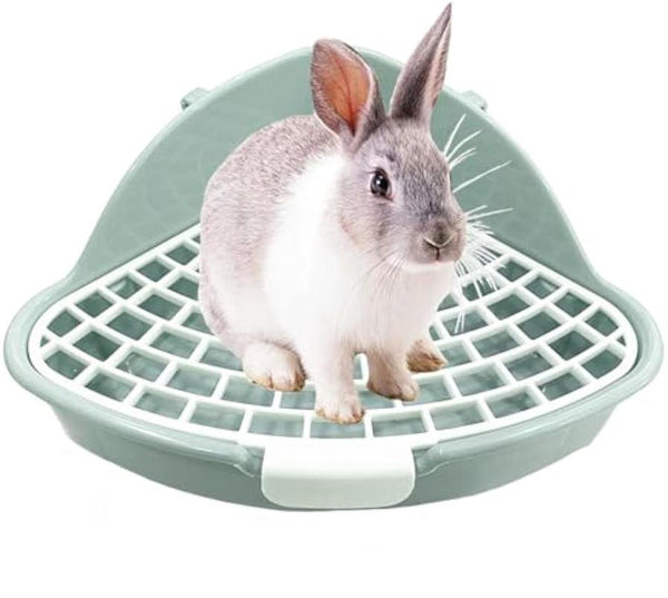 HKM-823763 Corner Litter Box for Small Animals - Ideal Bunny, Hamster, Guinea Pig, Ferret & Chinchilla Potty Trainer