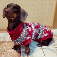 HKM-8239293 Christmas Red Reindeer Knitted Turtleneck Sweater for Dogs