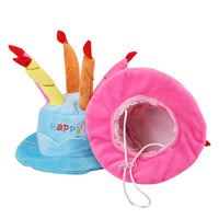 HKM-8239677 Dog Birthday Cake Hat - Adjustable Cloth Design in Blue and Pink