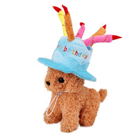 HKM-8239677 Dog Birthday Cake Hat - Adjustable Cloth Design in Blue and Pink