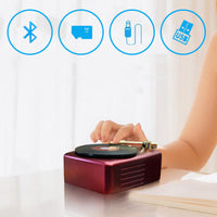 HKM-824083 Bluetooth T12 Record Player with 40mm Speakers, 5W Output, Rechargeable Battery, 10m Range