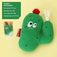 HKM-8240957 Colorful Cactus Cat Bite-Resistant Polyester Toy in Pink and Green