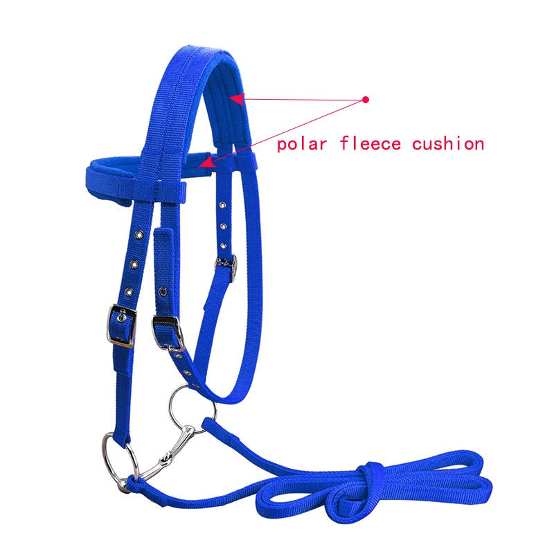 HKM-8241085 Adjustable PP Braid Reins with Plush Cushion for Horses - Available in Red, Blue, Black