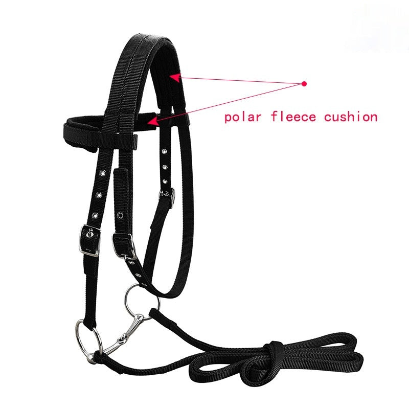 HKM-8241085 Adjustable PP Braid Reins with Plush Cushion for Horses - Available in Red, Blue, Black