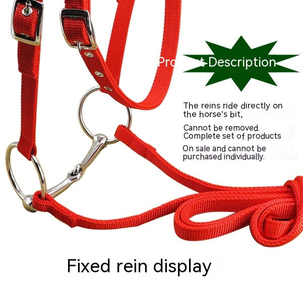 HKM-8241085 Adjustable PP Braid Reins with Plush Cushion for Horses - Available in Red, Blue, Black