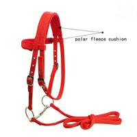 HKM-8241085 Adjustable PP Braid Reins with Plush Cushion for Horses - Available in Red, Blue, Black