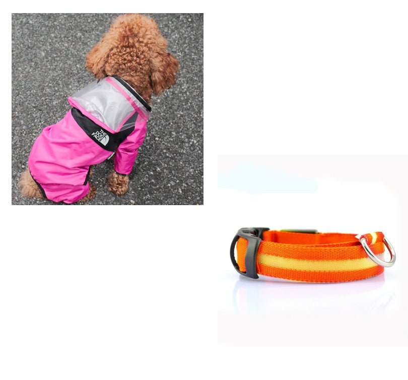 HKM-8241853 Lightweight Waterproof Pet Poncho with Reflective Fiber Optic Lights for Dogs