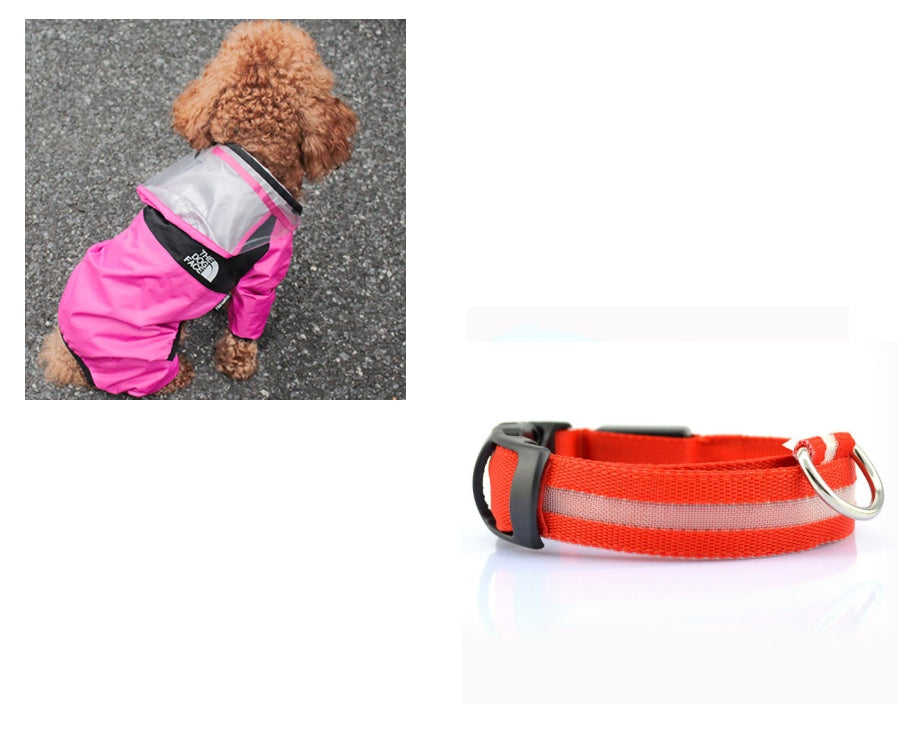 HKM-8241853 Lightweight Waterproof Pet Poncho with Reflective Fiber Optic Lights for Dogs