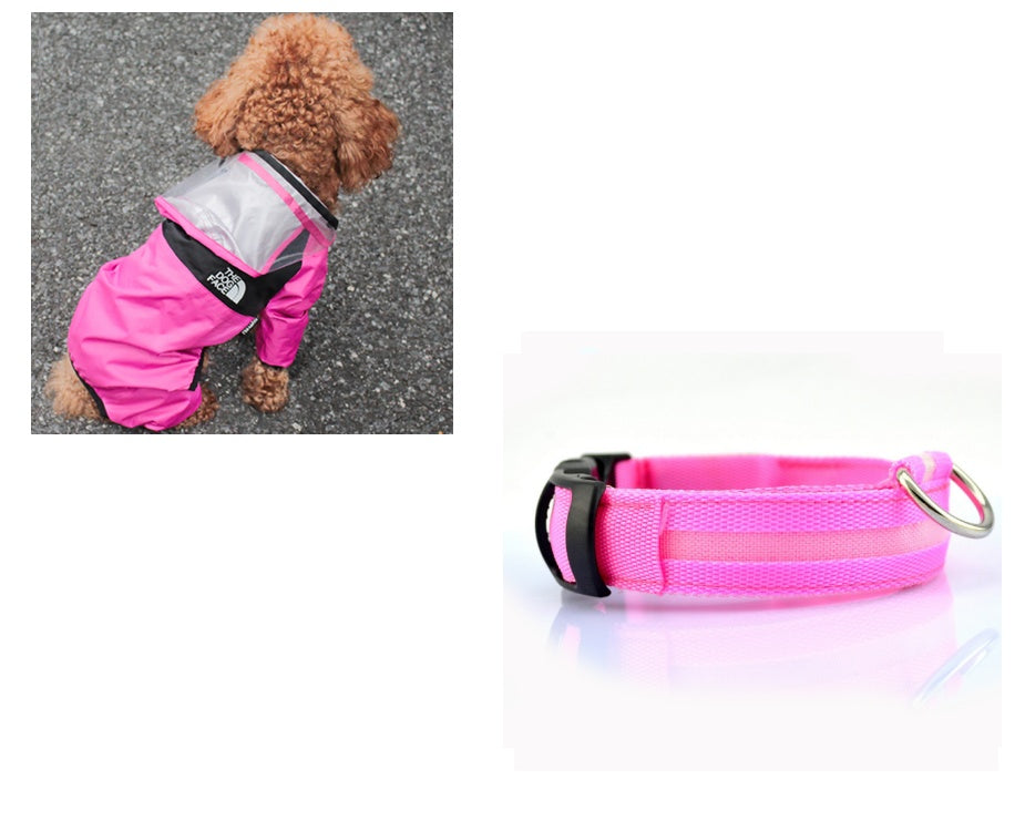 HKM-8241853 Lightweight Waterproof Pet Poncho with Reflective Fiber Optic Lights for Dogs