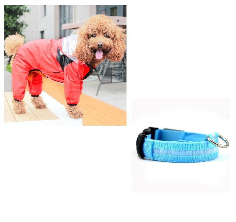 HKM-8241853 Lightweight Waterproof Pet Poncho with Reflective Fiber Optic Lights for Dogs