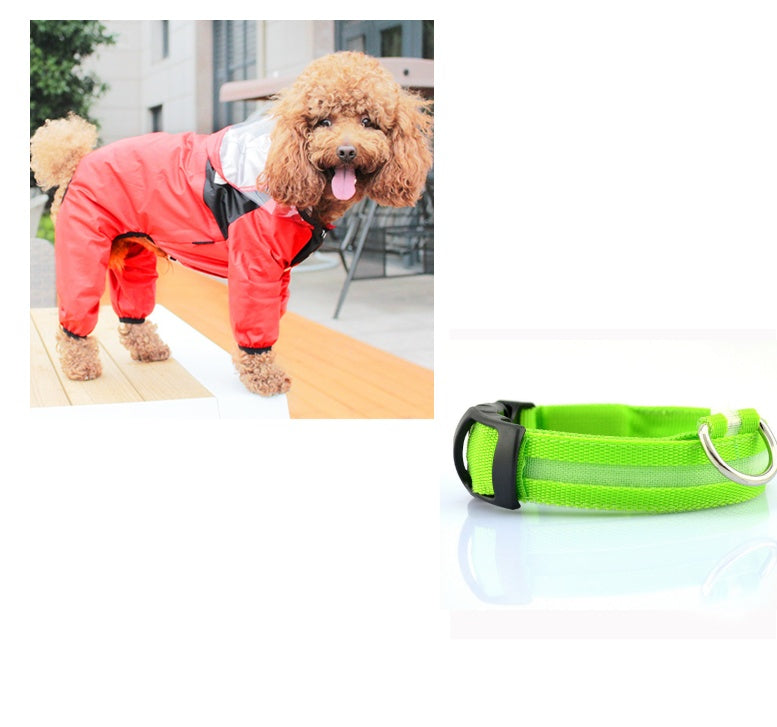 HKM-8241853 Lightweight Waterproof Pet Poncho with Reflective Fiber Optic Lights for Dogs