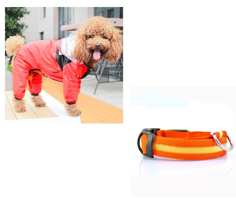HKM-8241853 Lightweight Waterproof Pet Poncho with Reflective Fiber Optic Lights for Dogs