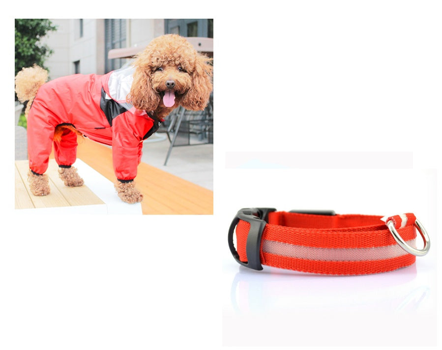 HKM-8241853 Lightweight Waterproof Pet Poncho with Reflective Fiber Optic Lights for Dogs