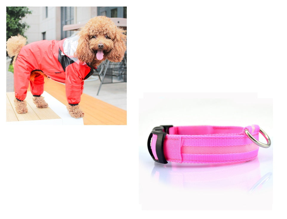 HKM-8241853 Lightweight Waterproof Pet Poncho with Reflective Fiber Optic Lights for Dogs