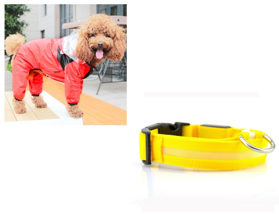 HKM-8241853 Lightweight Waterproof Pet Poncho with Reflective Fiber Optic Lights for Dogs