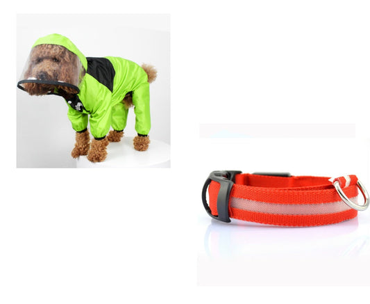 HKM-8241853 Lightweight Waterproof Pet Poncho with Reflective Fiber Optic Lights for Dogs