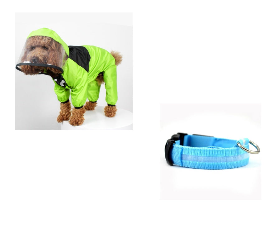 HKM-8241853 Lightweight Waterproof Pet Poncho with Reflective Fiber Optic Lights for Dogs