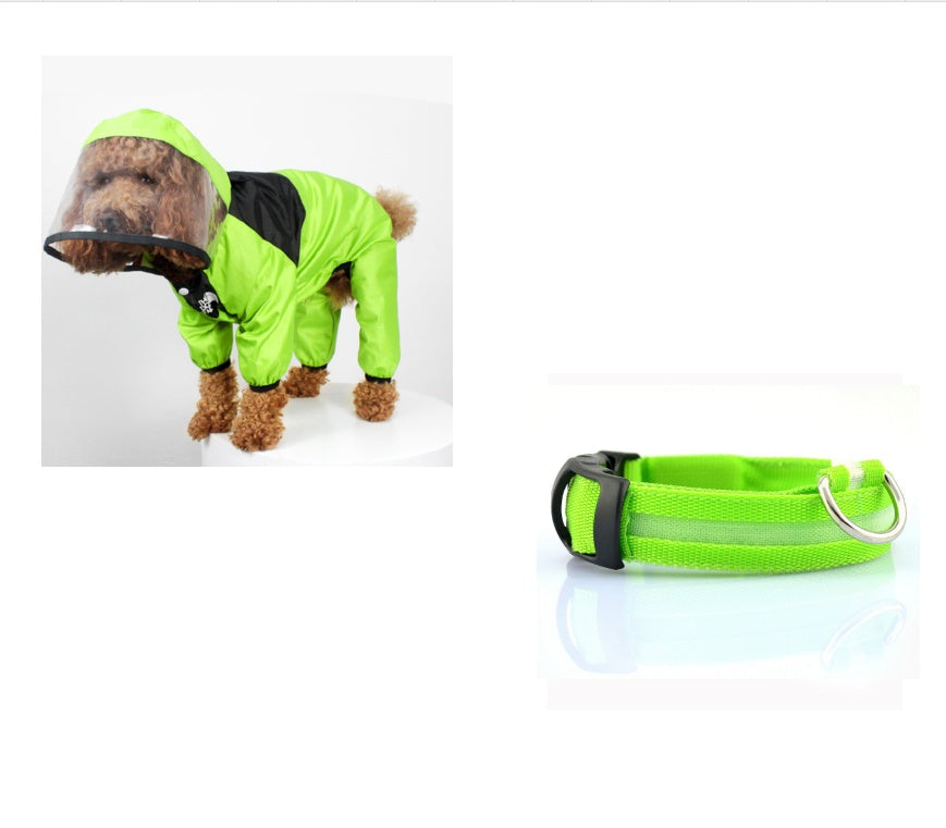 HKM-8241853 Lightweight Waterproof Pet Poncho with Reflective Fiber Optic Lights for Dogs