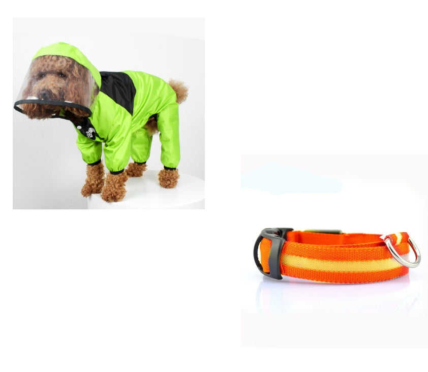 HKM-8241853 Lightweight Waterproof Pet Poncho with Reflective Fiber Optic Lights for Dogs