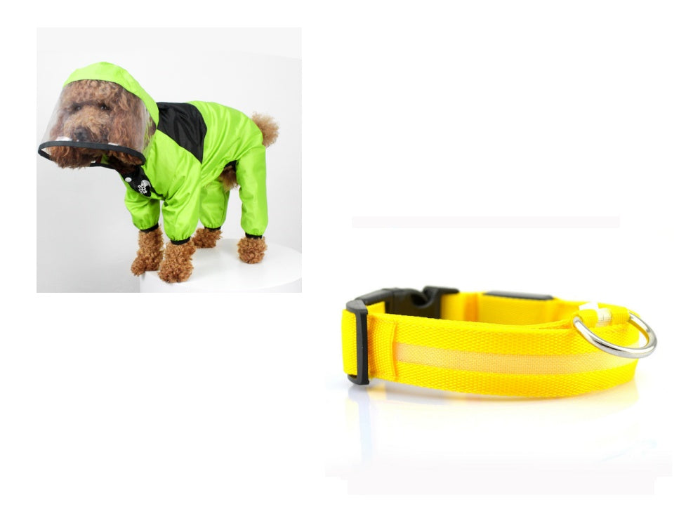HKM-8241853 Lightweight Waterproof Pet Poncho with Reflective Fiber Optic Lights for Dogs