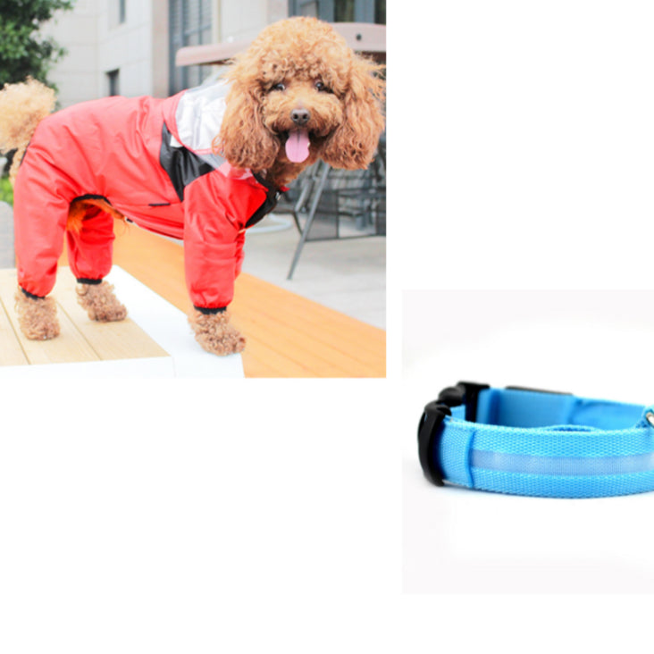 HKM-8241853 Lightweight Waterproof Pet Poncho with Reflective Fiber Optic Lights for Dogs