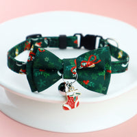 HKM-8243261 Christmas Floral Pattern Pet Collar with Bow Options - Various Designs Available
