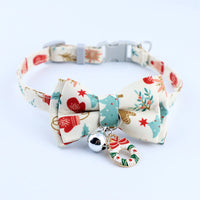HKM-8243261 Christmas Floral Pattern Pet Collar with Bow Options - Various Designs Available