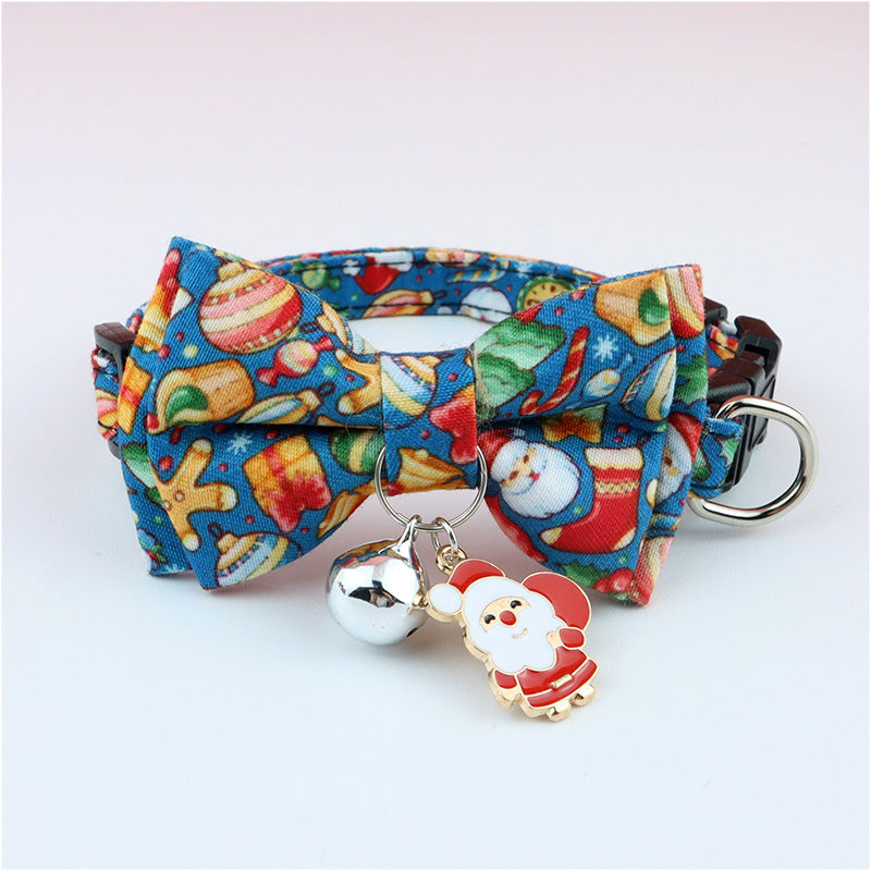 HKM-8243261 Christmas Floral Pattern Pet Collar with Bow Options - Various Designs Available