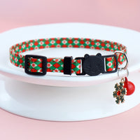 HKM-8243261 Christmas Floral Pattern Pet Collar with Bow Options - Various Designs Available