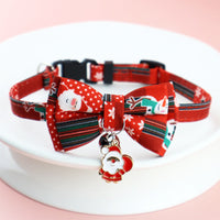 HKM-8243261 Christmas Floral Pattern Pet Collar with Bow Options - Various Designs Available