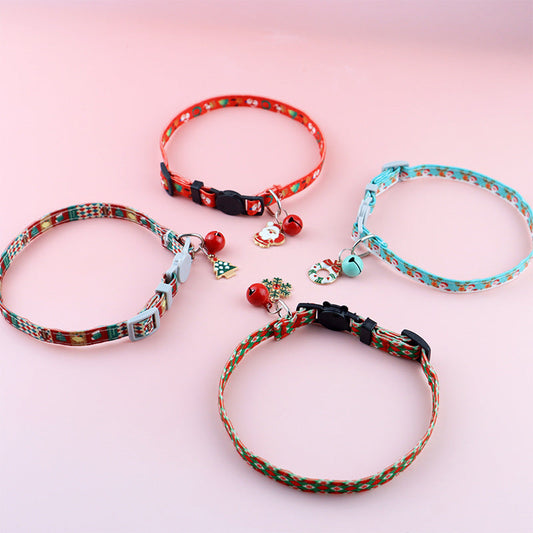 HKM-8243261 Christmas Floral Pattern Pet Collar with Bow Options - Various Designs Available