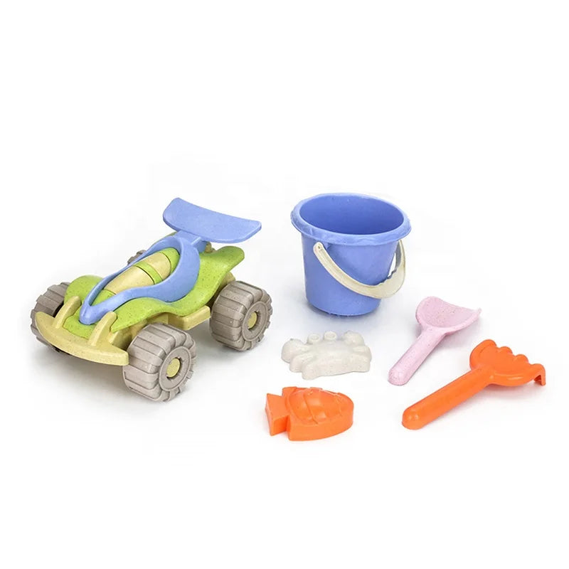 HKM-824403 6-Piece Outdoor Sand Play Toy Set for Kids - Beach Bucket and Mold Kit