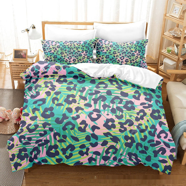 HKM-824403 Animal Fur Print Duvet Cover and Pillowcase 3-Piece Bedding Set for 1.8m Bed