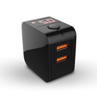 HKM-824467 5V 2.4A Dual USB Fast Charging Adapter with Digital Display for Travel
