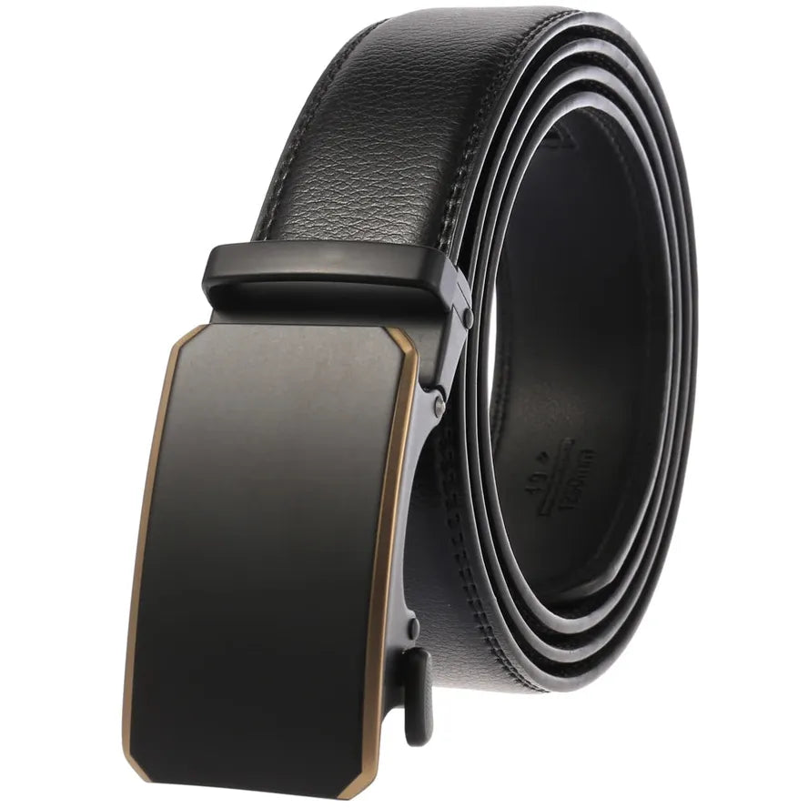 HKM-824467 Automatic Ratchet Buckle Cowhide Leather Belt for Men - Model LY36-22032-1